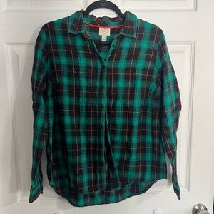 St. John's Bay Green and Red Plaid Shirt